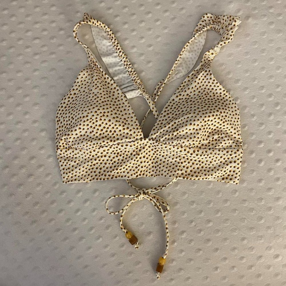 Aerie Cream and Brown Polka Dot Bikini Top